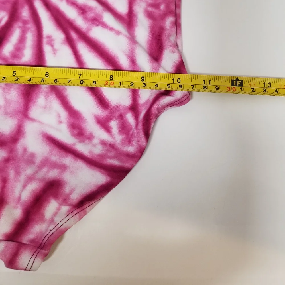 Justice Maroon Tye-Dye Print Crochet Racerback One Piece Swimsuit 7